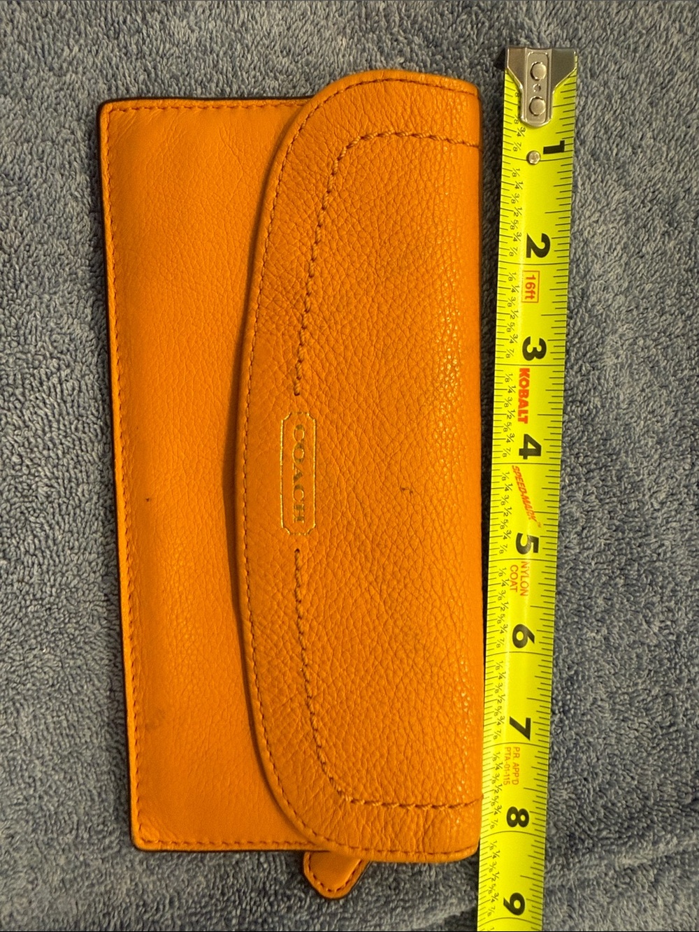 Coach Orange Pebbled Leather Card Sleeve
